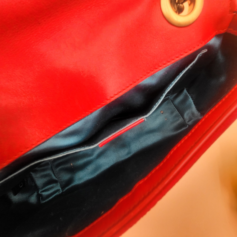 GUCCI Velvet Matelasse Mini GG Marmont Shoulder Crossbody Bag Hibiscus Red,Auth. - Picture 12 of 15